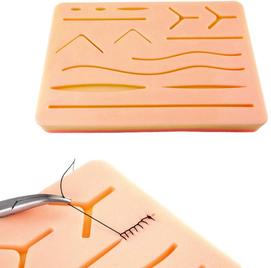 LJXiioo Suture Practice Kit, Reusable Silicon Suture Pad for Suture Training, 15 * 10cm Durable Suture Pad to be Used by Students for Training and Practice