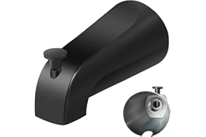 COOLFELL 5 1/4 Inch Bathroom Matte Black Tub Spout, Compatible with Westbrass E531D-1F-62, Bathtub Faucet for Wall Front Mount,Tub Spout with Shower Diverter for 1/2'' IPS Inside Thread