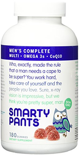 SmartyPants Men's Complete Gummy Vitamins: Multivitamin, CoQ10, Lycopene, Methyl B12, & Omega 3 EPA/DHA Fish Oil, 180 count (30 Day Supply) SmartyPants Men's Complete Gummy Vitamins: Multivitamin, CoQ10, Lycopene, Methyl B12, & Omega 3 EPA/DHA Fish Oil, 180 count (30 Day Supply)