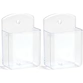 SIBRANT 2 Pcs Remote Control Holder Wall Mount, TV Controller Holder, Self Adhesive Remote Holder, Wall Pen Holder Storage Accessories for Home Office School（Clear）