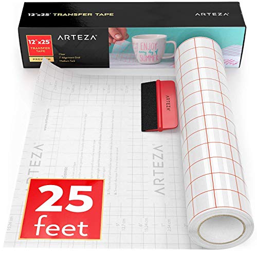 ARTEZA Ultra Clear Transfer Tape Paper with Grid & Squeegee, 12 Inch