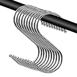PIXNOR Stainless Steel S Shaped Hooks 10pack for Home Kitchen and Garage - Size M