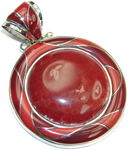 Mexican Fire Agate Women Silver Tone Pendant - FREE GIFT BOX