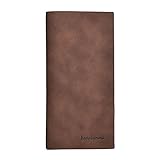 Men Long Section Bifold Business Leather Wallet Card Coin Wallet Purse (Coffee)