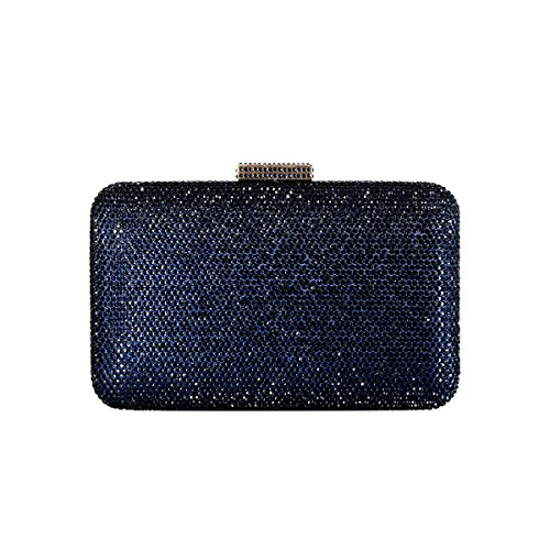 DMIX Womens Large Crystal Clutch for Wedding Bridal Party Prom Evening Bag Navy Blue