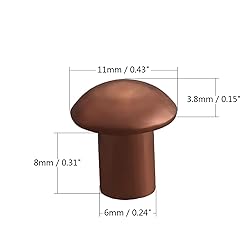 Aicosineg 50pcs 0.31" Length Copper Solid Rivets M6