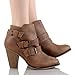 Forever Women's Buckle Strap Block Heel Ankle Booties, Tan 9