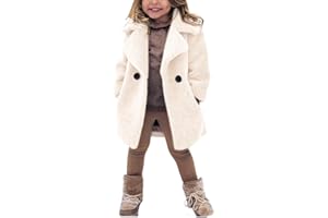 rrhss Baby Girls Faux Fur Teddy Long Coat Toddler Kids Winter Fleece Jacket Warm Outwear Clothes