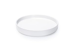 D'vine Dev Modern Round 8.7 Inch Ceramic Plant Pot Saucer, Planter Pot Drainage Tray for Indoor Plants, Matte White, 97-T-A-4