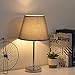 HAITRAL Modern Table Lamps - Grey Small Nightstand Lamps Set of 2, Bedside Desk Lamps for Bedroom, Office, College Dorm, Kids Room with Mini Metal Basic and Fabric Lamp Shade - Silver (HT-ATH05-15X2)