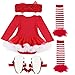 iEFiEL Baby Girls Christmas Picture Skirt Bodysuit Headband Leg Warmer Shoes Set