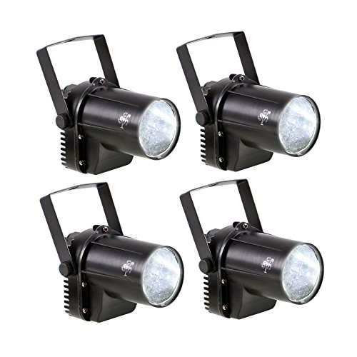 TSSS XL100-W-X4 3W White LED Spotlight Party Stage Light with Stand for Disco Pub Light (4 Pack)