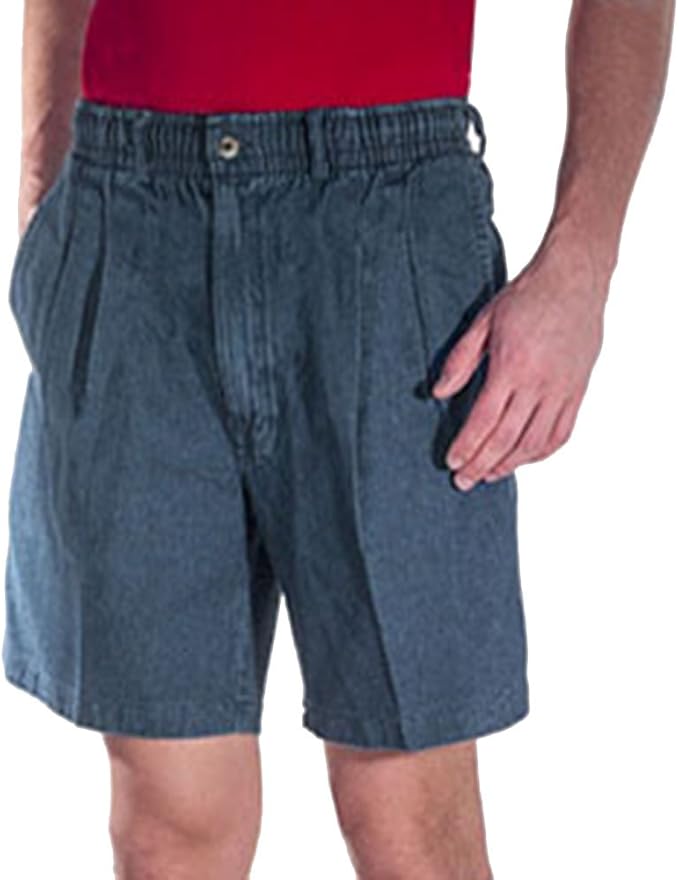 men's cotton twill elastic waist shorts