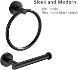 AMMIY Toilet Roll Holder Towel Ring Matte Black Stainless Steel 2 Pack view 5