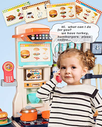 UNIH Toys Kitchen Set Pretend Kitchen Playset Toddler Kitchen Toy with