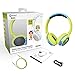 Contixo KB-300 Kid Safe Over The Ear Wireless Bluetooth LED Headphone w/Volume Limiter, Built-in Microphone, Micro SD, FM Stereo Radio (Green + Blue) - Best Gift