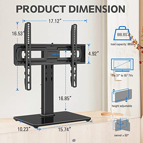 MOUNTUP Universal Swivel TV Stand for 3755 inch TVs, Height Adjustable