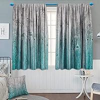 Anhounine Rustic,Blackout Curtain,Wood Panels Background with Digital Tones Effect Country House Art Image,Waterproof Window Curtain,Pale Blue and Grey,W55 x L45 inch