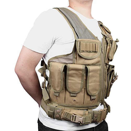 Goetland 600D Polyester Tactical Vest Outdoor Ultra-Light Combat Training Vest CS Adjustable S-XXL, Mud