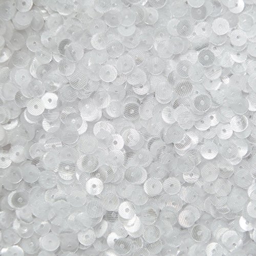 6mm Flat Round Sequins Raw Silk Crystal Illusion. Loose Paillettes. Made in USA. For bridal, applique, arts, crafts, and embellishment.