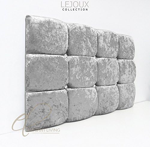 Lejoux™ Collection Cube Luxury Designer Headboard Bed Head in Crushed Velvet in Single Double King (Grey, 5ft (King) 24 Inches High)