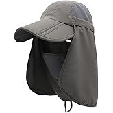 Connectyle Men's Foldable Outdoor Sun Cap with Removable Face Mask Neck Flap Cover UPF 50+ Sun Protection Fishing Hiking Hat