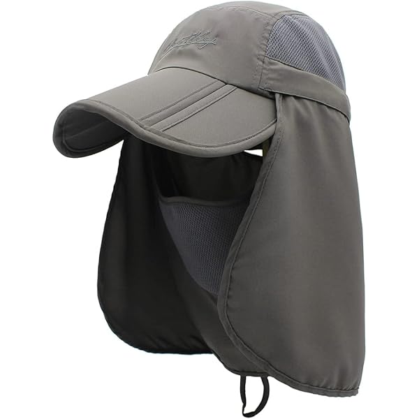 Sun Hat with Neck Flap, Detachable Visor Wide Brim UV