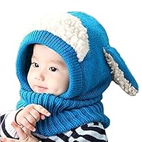 Tusong Unisex Baby Toddle Kids Winter Hat Scarf Earflap Hood Scarves Skull Caps (Blue)