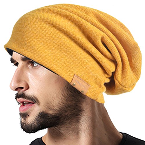 VECRY Men Oversized Slouch Beanie Large Skullcap Knit Hat (Ginger)