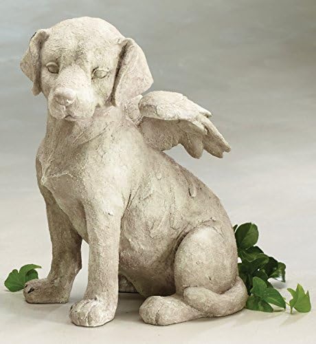 Sitting Dog or Cat Memorial Angel Figurine with Wings - Tabletop Statue Decoration (Dog)