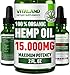 Hemp Oil for Pain Relief - High Bioavailability Hemp Extract - 15000 MG - 100% Natural Pain, Anxiety & Stress Relief - Made in USA - Anti-Inflammatory, Hip & Joint Support - Calm Sleep Aid