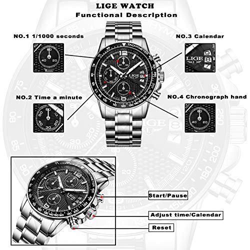 LIGE-Relojes-Hombre-Clasico-Negro-Acero-Inoxidable-Relojes-Hombre-Impermeable-Negocios-Deportes-Analogicos-Cuarzo-Relojes