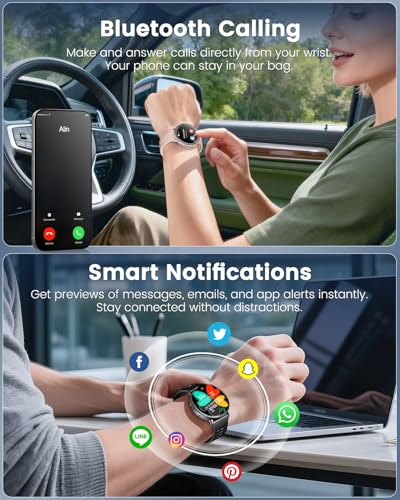 Rmana Smartwatch Men with GPS, Smartwatch Watch 1.39" Touch Screen, Bluetooth Calls, Sports Modes, Compass, Heart Rate Monitor, Blood Pressure Measurement, Digital Watch iOS/Android