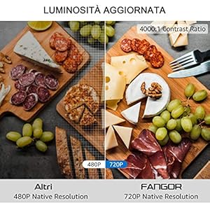 Proiettore WiFi FANGOR Mini Proiettore portatile 5500L Videoproiettore Nativo 720P Proiettore Casa con Display da 200… - immagine 3