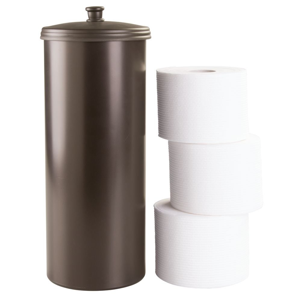 Toilet Holder Paper Tissue Bathroom Roll Bronze Canister Can w Lid Storage extra eBay