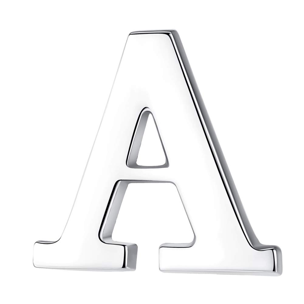 HONEY BEAR 1pc Alphabet Letters A to Z Collar Brooch Label Pins Badge for Mens' Suit/Women's Shirt for Business Gift,Silver A 0.94in