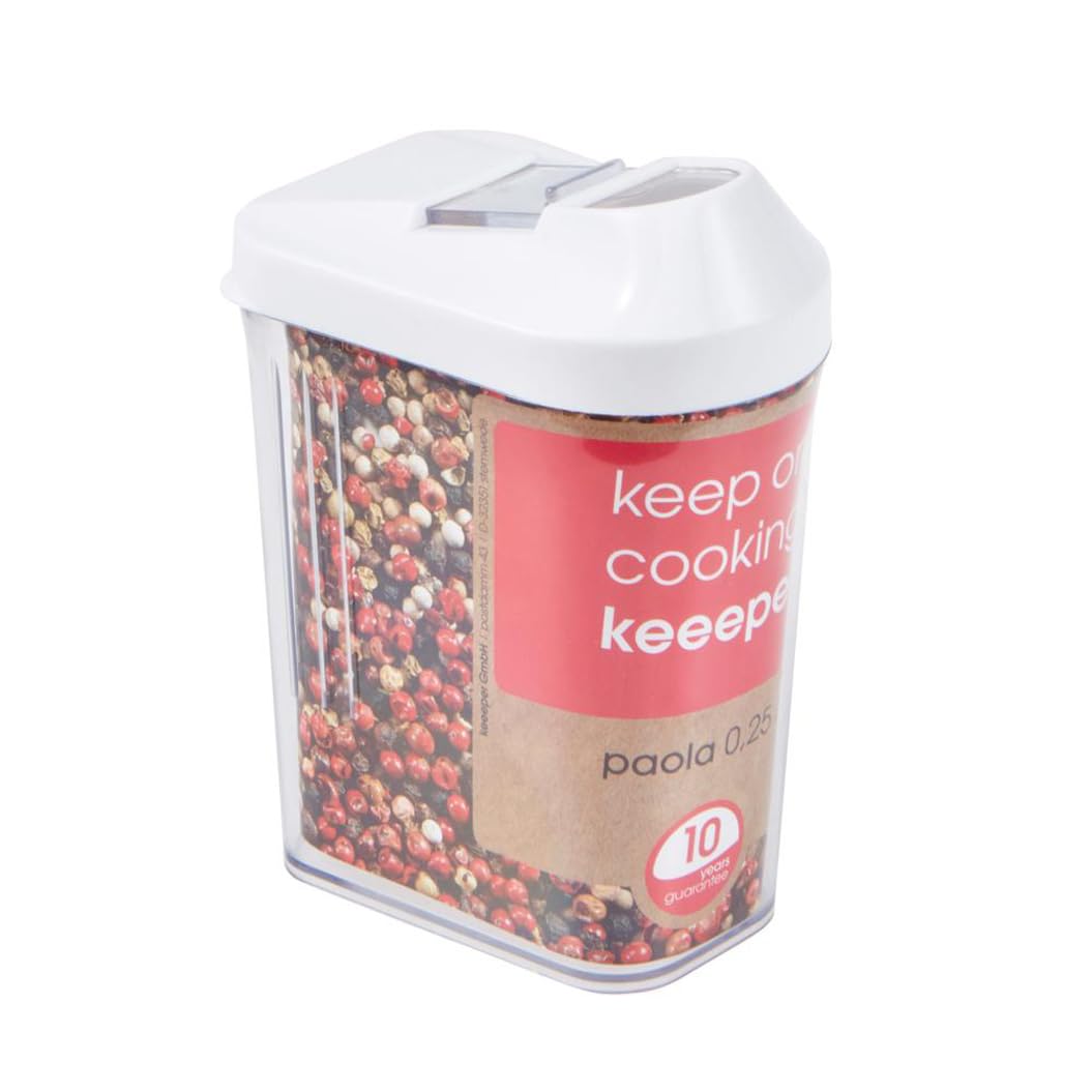 Keeeper Pouring Jar, Infinitely Adjustable Dispensing Lid, 250 ml, 6.5x4x12 cm, Paola, White