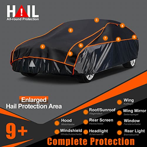 kayme Car Cover Waterproof Anti UV Dustproof Anti Wind Hail Cover Suitable for 3 Volumes Car (430 to 450 cm) 3M - Black