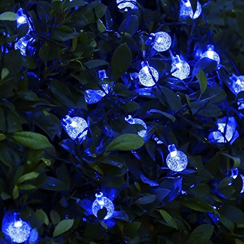 WONFAST Solar String Lights, 20ft 30 LED Crystal Ball Solar Powered Outdoor Globe Fairy String Lights for Homes,Christmas,Gardens,Wedding,Party Decoration (Blue) - Thumbnail 4