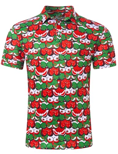 uideazone Men's Christmas Polo Shirts Dry Fit Funny Golf Shirts, L at Amazon
