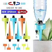 getbear Upgrade Plant Waterer, Adjustable Plant Watering Devices, Self Watering Spikes, Automatic Vacation Drip Irrigation Watering Bulbs Globes with Slow Release Control Valve Switch (6 Pack)