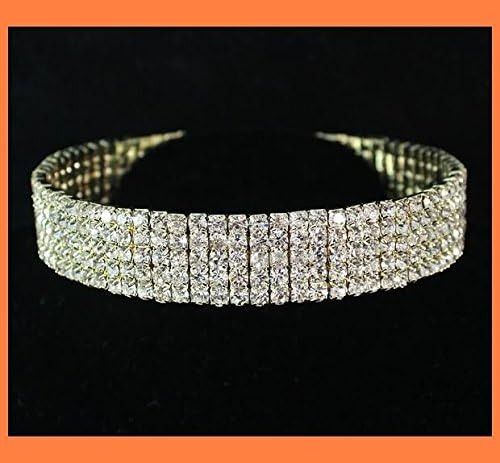 Five Row 5-row Clear Austrian Rhinestone Choker Necklace Party Weding With Gift Box N060g Gold-Plated