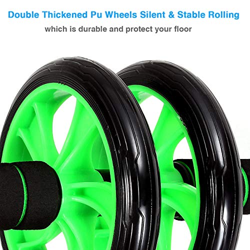 Wesoke Ab Wheel Roller, Professional Abdominal Fitness Equipment with Soft Knee Pad for Home Gym Office Boxing Exercise, Ab Crunch Machine with Anti-Slip Handles for Men Women Beginners (Green)