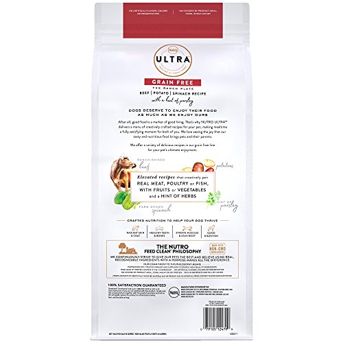 NUTRO Ultra Grain Free Dry Dog Food Beef, Potato and Spinach Recipe with a hint of parsley, 4