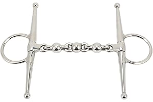 Stainless Steel Horse Mouth Bit Full Cheek Snaffle Bit with Ball Chain for Horse Riding Proof 135mm Size
