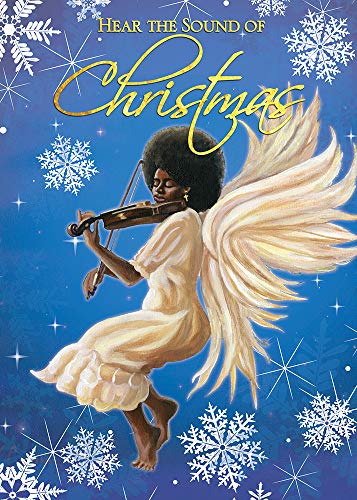African American Expressions - Hear The Sound/Angel with Violin Boxed Christmas Cards (15 Cards, 5