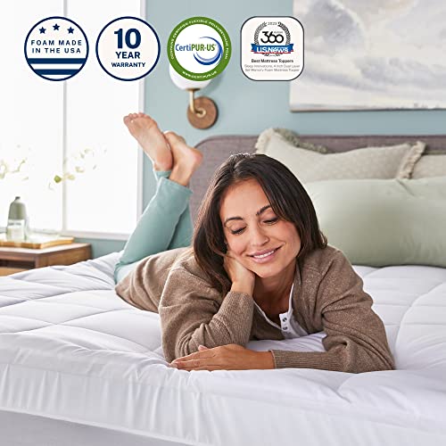 Sleep Innovations Dual Layer 4 Inch Memory Foam Mattress Topper, Twin