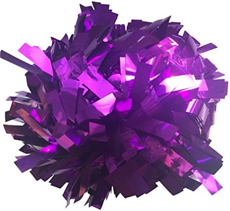 PARTYMASTER Purple Cheerleading Foil Ring Pom Poms ,Set of 2
