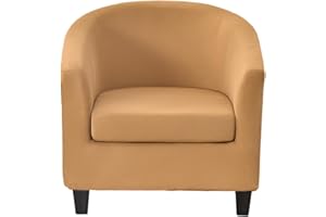 GOSTADY Club Chair Slipcover 2 Piece Solid Color Tub Chair Slipcover Soft Stretch Round Barrel Chair Covers Armchair Covers Furniture Protector for Living Room Hotel Counter Cafe 51