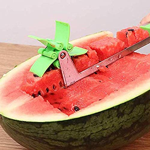 2 Pack Novel Windmill Watermelon Slicer Cutter - Stainless Steel Fruit Cutter Set With 4* Melon Baller Scoop & 4* Watermelon Forks - Great For Salads, Desserts - Thumbnail 6
